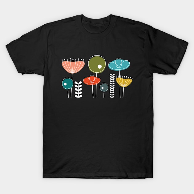 Mid Century Flowers Simple T-Shirt by amyvanmeter